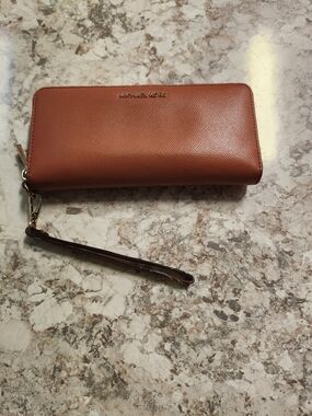 Michael Kors Women's Brown Zip Around Wristlet Wallet